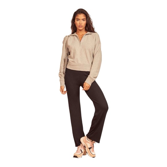 Reformation Whitney Ribbed Pants Elastic Waist Size L - Picture 2 of 14